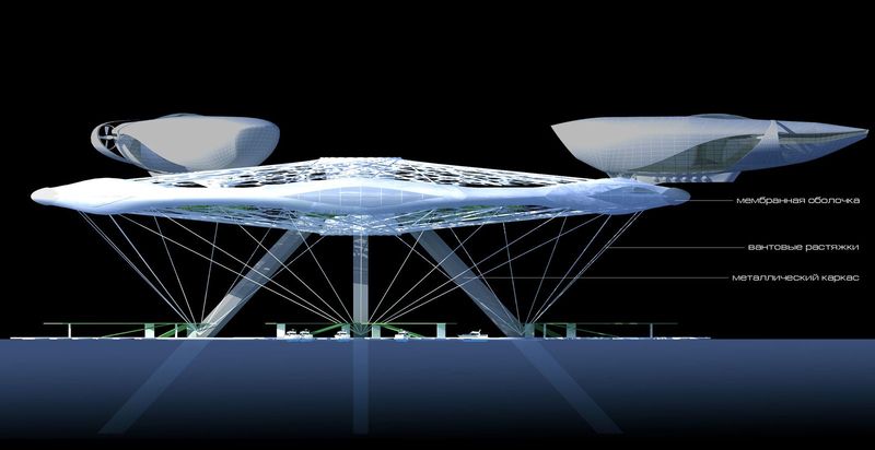Aerotel hotel concept floating on water and air 06