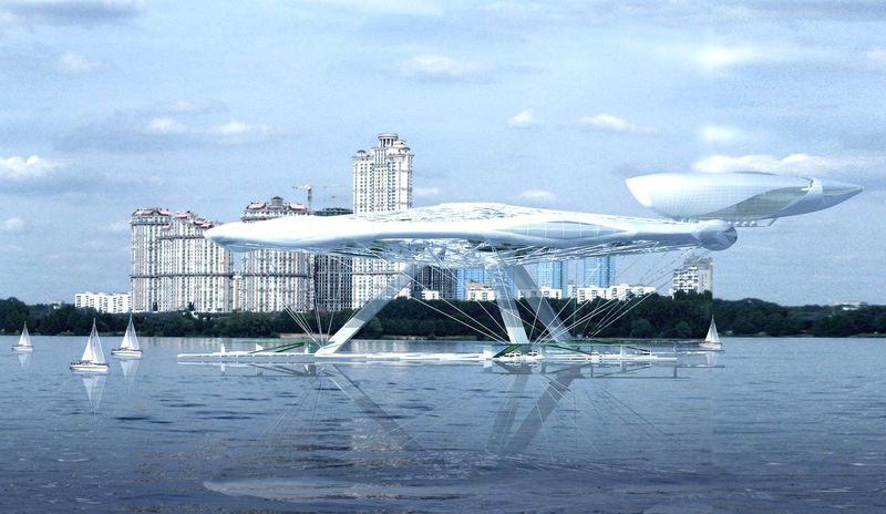 Aerotel hotel concept floating on water and air 07