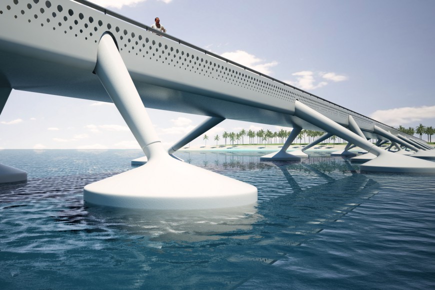 Concept floating brdige Maldives detailed view